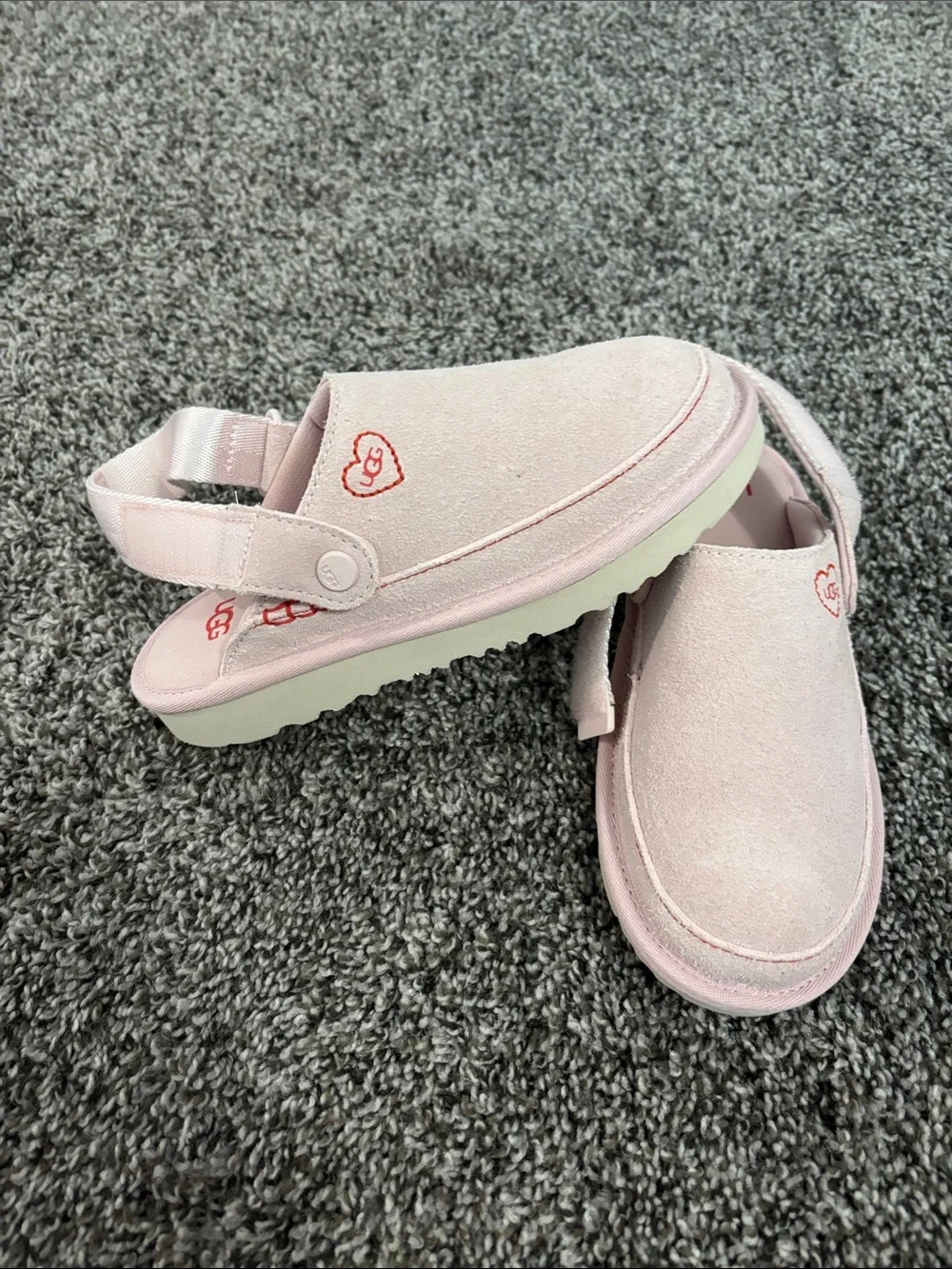 UGG Kids Light Pink Suede Slingback Slip-On Shoes
